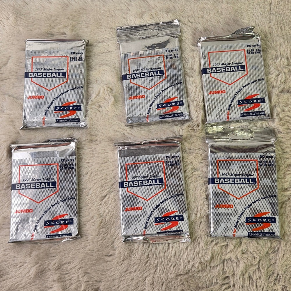 Lot of 6 1997 Score Major League Baseball Jumbo Packs 20 Cards Each Sealed MLB